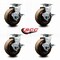 Service Caster 5'' High Temp Phenolic Swivel Caster Set with Bronze Bearings and Brakes, 4PK SCC-20S520-PHBZHT-TLB-4 - alternate 3